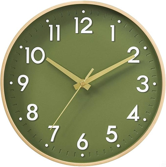 Mosewa Wall Clock 8 Inch, Battery Operated Silent Non-Ticking Modern Analog Clock Decorative for Kitchen, Bedroom, Office(Gold)