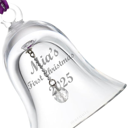 Marquis by Waterford Personalized 2025 Holiday Bell Ornament, Custom Engraved Crystal Bell Christmas Ornament for Chistmas Tree, Holiday Decoration