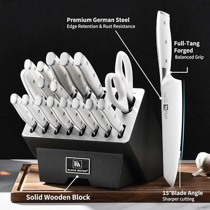 Stahl 19 Piece High Carbon Exclusive German Steel Knife Block Set (White)