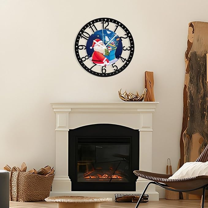 Wall Clock 10 Inch Silent Non-Ticking Modern Clocks Battery Operated - Analog Small Classic for Office, Home, Living Room,Bathroom, Kitchen, Bedroom, School,Snowman Clock