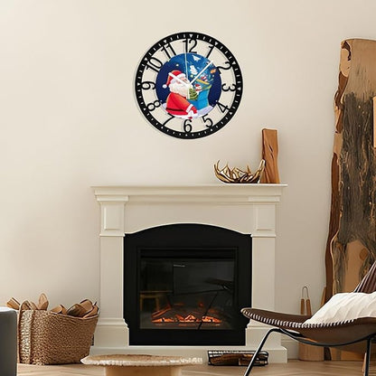 Wall Clock 10 Inch Silent Non-Ticking Modern Clocks Battery Operated - Analog Small Classic for Office, Home, Living Room,Bathroom, Kitchen, Bedroom, School,Snowman Clock