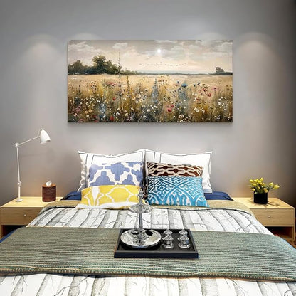 Wapluam Wall Decor For Living Room Canvas Prints Wall Art Bedroom Office Decoration Vintage Abstract Painting Rural Natural Landscape Pictures Artworks Ready To Hang Farmhouse Aesthetic Home Decor