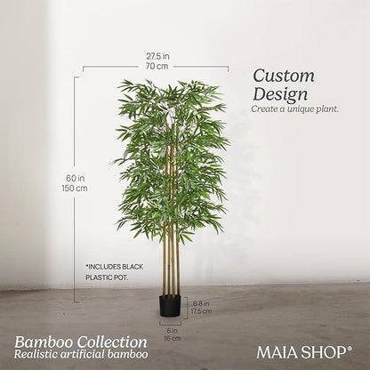 Maia Shop 5ft Artificial Bamboo Tree Plant for House, Apartment or Office – Realistic Fake Indoor Plants for Living Room, Bedroom, Bathroom, Entryway or Patio – Faux Greenery for Home Décor