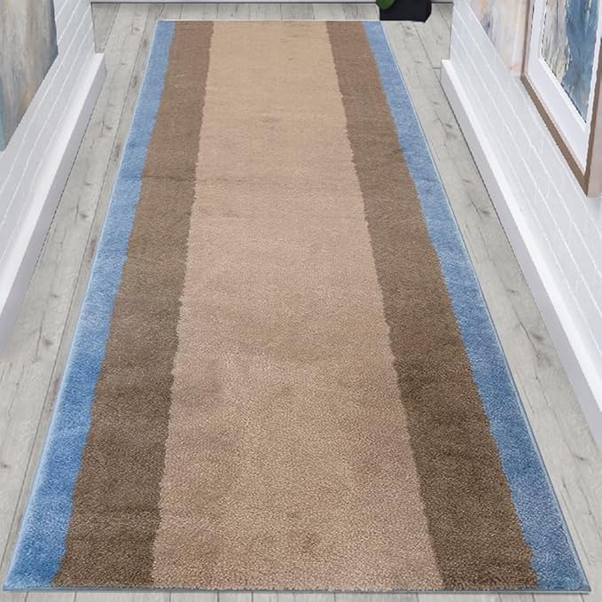 Washable Custom Size Runner Rug Brick Geometric Design Extra Long Runner Rugs for Hallways 26 Inch Wide x Pick Your Size by Feet Slip Skid Resistant Rubber Back (Brick Grey, 23 ft x 26 in)