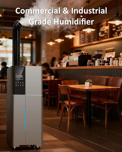 Humidifier Large Room,26L/6.8Gal Whole House Humidifiers for Bedroom Home 3000 sq.ft,1800ml/H,Commercial and Industrial Humidifiers with 360° Nozzle & Extension Tube,Top Fill,Gray