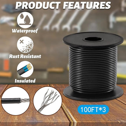 String Light Hanging Kit, 300 Ft Nylon Coated Stainless Steel Cable and Enough Accessories, Guide Wire for Outdoor String Lights, Patio Light, Camping Light