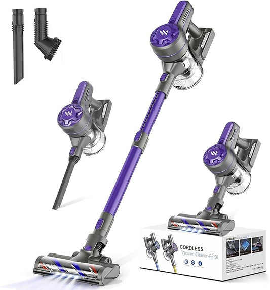 Cordless Vacuum Cleaner, Vacuum Cleaner for Home with 80000 RPM High-Speed Brushless Motor, Up to 40 Mins Runtime, 2 Adjustable Suction, Anti-Tangle, Lightweight Stick Vacuum for Hard Floor