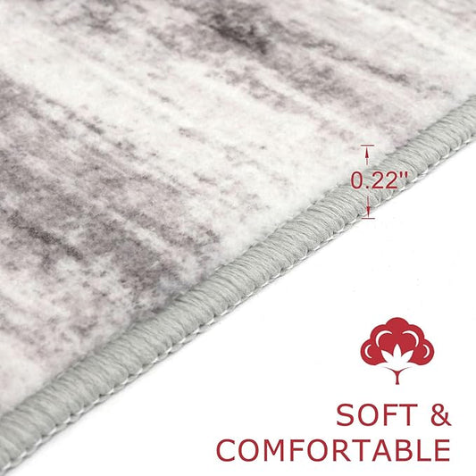 KOZYFLY 4x6 Area Rug Modern Abstract Washable Large Rugs for Entryway Non-Slip Soft Living Room Rug, Print Grey-Beige Throw Rugs Indoor Mat for High-Traffic Door Entrance, Laundry, Nursery, Bedroom