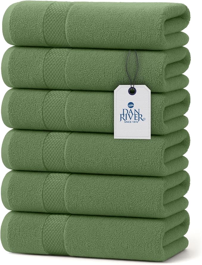 DAN RIVER Luxury Hand Towel – Soft, Absorbent, Quick-Drying, Premium Cotton Towel, Perfect for Everyday Use, 16x28 Inches - 550 GSM Sage Green