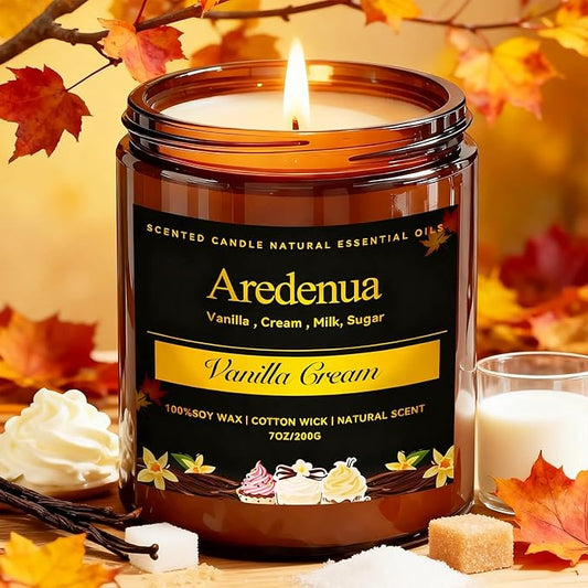 Vanilla Cream Odor Eliminating Candles – Home Deodorizing Soy Candles for Removing Pet, Kitchen & Bathroom Odors, Fresh Air Scented Candle with Clean Vanilla Aroma, Long-Lasting Odor Remove Candle