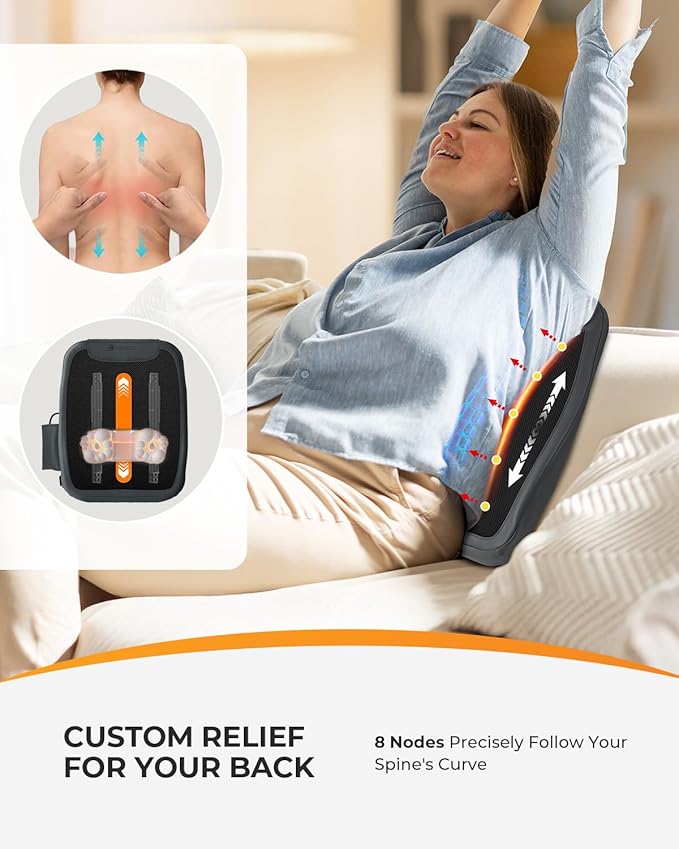 CooCoCo Shiatsu Back Massager with Heat - Lower Back Massager for Pain Relief Deep Tissue, Ideal Gifts for Men Women, 4D Kneading Back Massage with Movable Massage Heads, Christmas Gifts 2025(Corded)