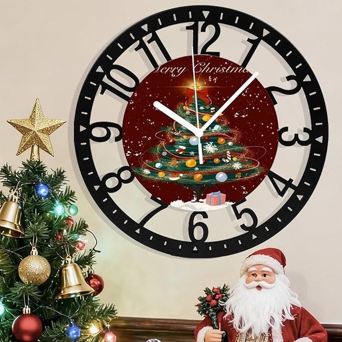 Wall Clock 10 Inch Silent Non-Ticking Modern Clocks Battery Operated - Analog Small Classic for Office, Home, Living Room,Bathroom, Kitchen, Bedroom, School,Snowman Clock
