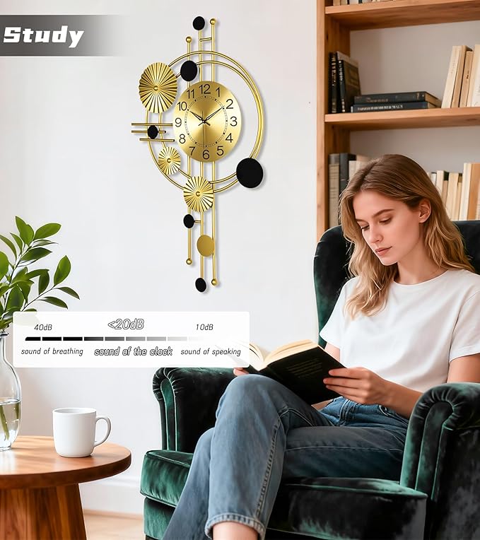 Large Wall Clock, Modern Clocks for Living Room, Geometric Design - Silent Wall Clock, Battery Operated, for Living Room,Bedroom,Kitchen,Study or Entryway Decor-30