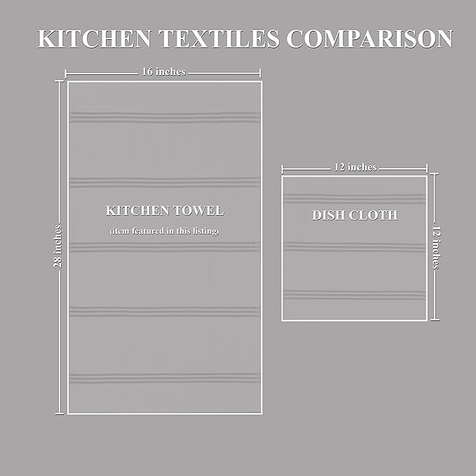 Sticky Toffee Cotton Kitchen Towels Set of 4 – 28x16 in Tan and White Hand Towels, Reusable and Absorbent Tea Towels for Drying or Cleaning, Oeko-Tex Cotton