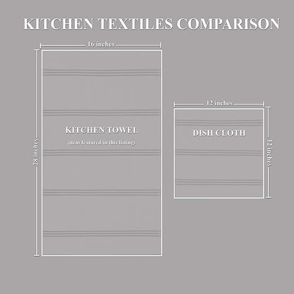 Sticky Toffee Cotton Kitchen Towels Set of 4 – 28x16 in Tan and White Hand Towels, Reusable and Absorbent Tea Towels for Drying or Cleaning, Oeko-Tex Cotton