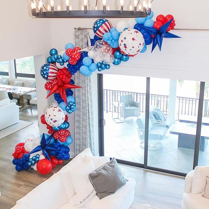Red Blue White Balloons, 60 Pcs 12 Inches Red White Blue Balloon Set, Blue and Red Party Balloons for Boys Kids Birthday Shower Graduation Party Decorations