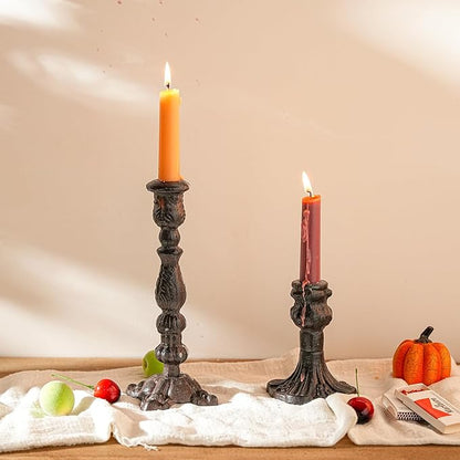 Sungmor Vintage Black Cast Iron Candle Holder – 8.7" Tall Decorative Rustic Taper Candle Stand – Heavy Antique-Style Candlestick for Table Centerpiece, Fireplace Mantel, or Farmhouse Home Décor