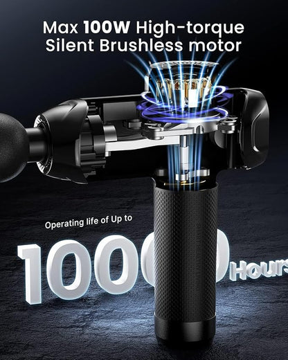 RENPHO Massage Gun Deep Tissue with Bluetooth, Percussion Muscle Massage Gun with 12mm Amplitude for Athletes, Portable Electric Handheld Massager Gun, LED Touch Display