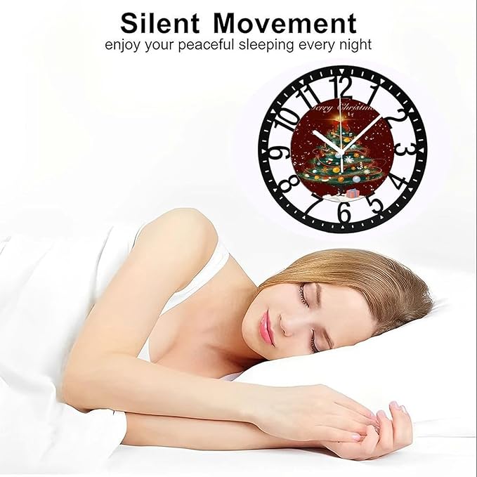 Wall Clock 10 Inch Silent Non-Ticking Modern Clocks Battery Operated - Analog Small Classic for Office, Home, Living Room,Bathroom, Kitchen, Bedroom, School,Snowman Clock