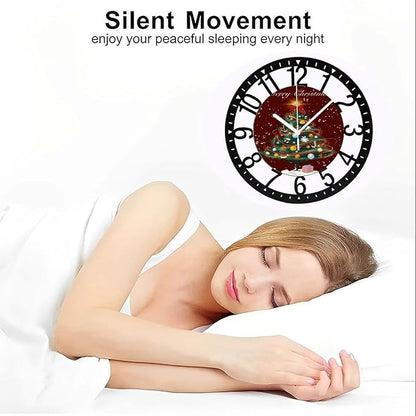 Wall Clock 10 Inch Silent Non-Ticking Modern Clocks Battery Operated - Analog Small Classic for Office, Home, Living Room,Bathroom, Kitchen, Bedroom, School,Snowman Clock