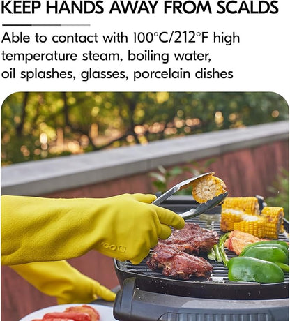 Vgo... 1 Pair Household Cleaning Gloves Infused with Rresh Rich Aromas, Lined Dishwashing Gloves,Long Sleeves Kitchen Gloves, Bathroom Cleaning, Gardening, Pet Care(Yellow,Size XS,TP1117)