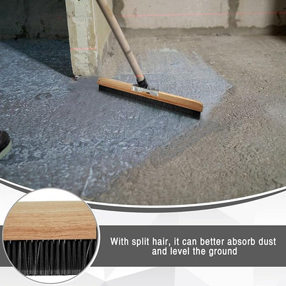 2 Pack 24 Inches Black Concrete Broom Finishing Without Handle Wood Backed Brush with Mounting Threads for Concrete Finishes Hard Floors Yards