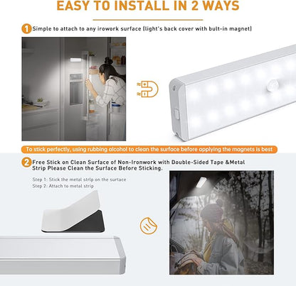 LED Closet Light with Charging Station, 5 Pcs Dimmer Rechargeable Motion Sensor Under Cabinet Lighting, Stick-Anywhere Night Safe Light Bar for Wardrobe,Kitchen