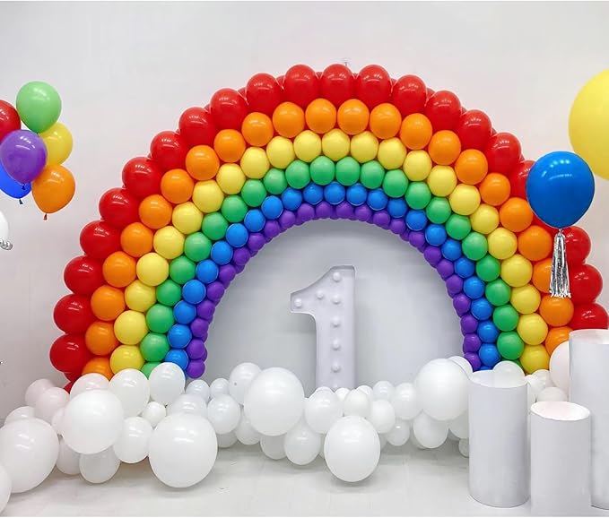 164pcs Rainbow Balloons - Arch Kit with 7 Assorted Colorful Sizes for Birthday Party, Baby Shower, Anniversary & Festival Decoration
