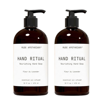 Muse Apothecary Hand Ritual - Aromatic and Nourishing Hand Soap, Infused with Natural Aromatherapy Essential Oils - USDA Certified Biobased - 16 oz, Fleur du Lavender, 2 Pack