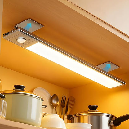Motion Sensor Indoor Lights, 25x3.8x1 cm, USB Rechargeable Touch-Control Light for Closet, Hall, Kitchen, Night, Home, Safe Lighting for Family, Friends