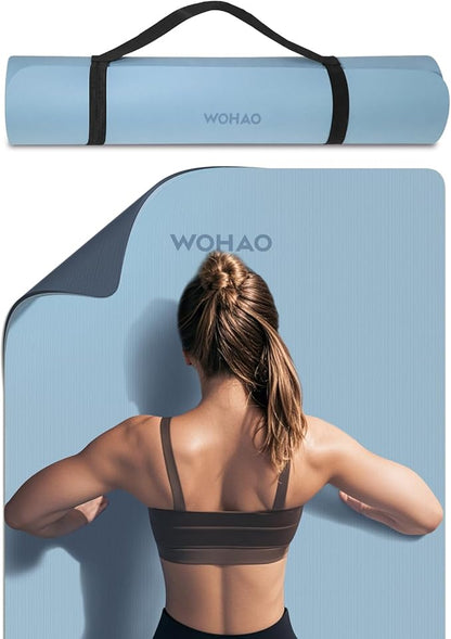 Extra Thick 8mm Yoga Mat, 72"x28" Non Slip Exercise Mat, Reversible 2-Sided Dual Color Premium POE Material, with Carrying Strap for Yoga, Pilates, Home Gym