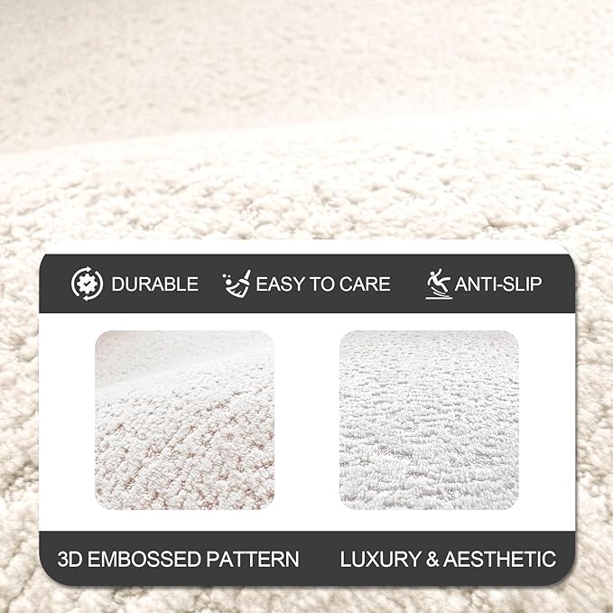 Bathroom Runner Rugs, Thin Absorbent Non-Slip Bath Mat, Quick Dry Low Pile Mats for Bathroom Floor Front of Bathtub,Shower Room,Sink,24"×60",White