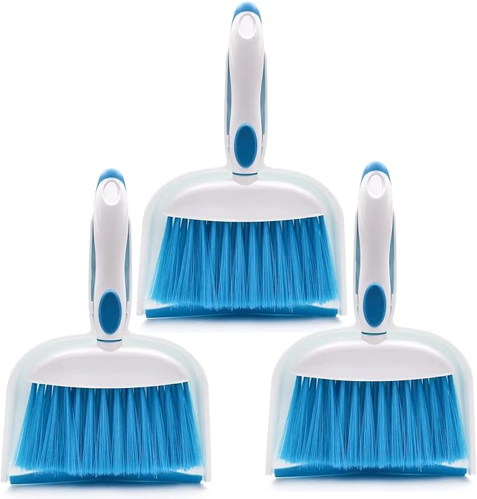 Broom Dustpan Brush Small Dust pan : Mini Broom and Dustpan Set Mini Dust pan and Brush Set Whisk Broom and Dustpan Set Small Broom and Dust pan Set for Desk, Home,Tent (3 Set)