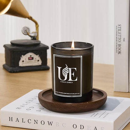 2 Pack Scented Candle Set for Men | Black Candles Set of Amber Wood，Mahogany Teakwood | 110 Hour Long Lasting Candles for Home Scented | Made with Soy Wax | 16 oz