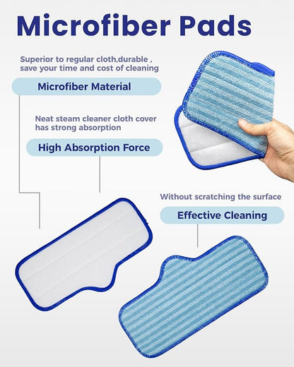 Microfiber Pads Compatible with Dupray Neat Steam Cleaner, Reusable Steam Mop Replacement Pads Fit for Dupray Steam Cleaner Accessories, Steamer cloth cover Durable & Washable - 6 Pack