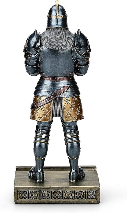 King's Guard Standup Knight Candlestick Holders Resin TeaLight Holder Warrior Mobile Phone Stand Pen Holder Candle Holder for Restaurant, Altar, Home Table(Blue)