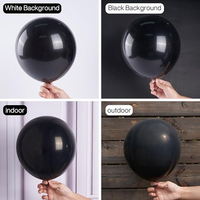 PartyWoo Black Balloons 50 pcs 12 Inch Matte Black Latex Helium Balloons for Graduation Halloween New Year Anniversary Birthday Retirement Party Decorations Black-Y18