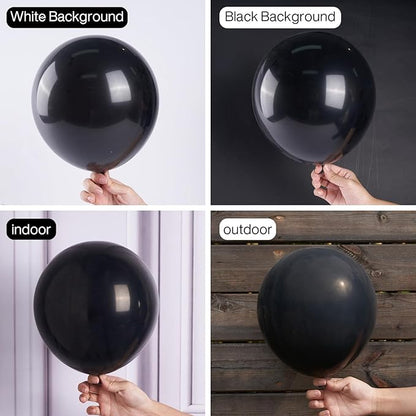 PartyWoo Black Balloons 50 pcs 12 Inch Matte Black Latex Helium Balloons for Graduation Halloween New Year Anniversary Birthday Retirement Party Decorations Black-Y18