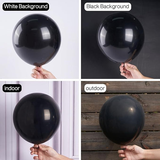 PartyWoo Black Balloons 50 pcs 12 Inch Matte Black Latex Helium Balloons for Graduation Halloween New Year Anniversary Birthday Retirement Party Decorations Black-Y18