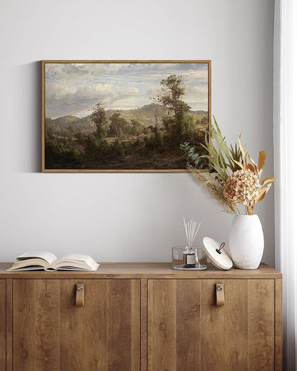 InSimSea Framed Canvas Wall Art Vintage Decor, Nature Landscape Paintings Artwork,Large Prints,Vintage Farmhouse Decor,Retro Wall Decoration for Bedroom Living Room Bathroom, 16"x24"