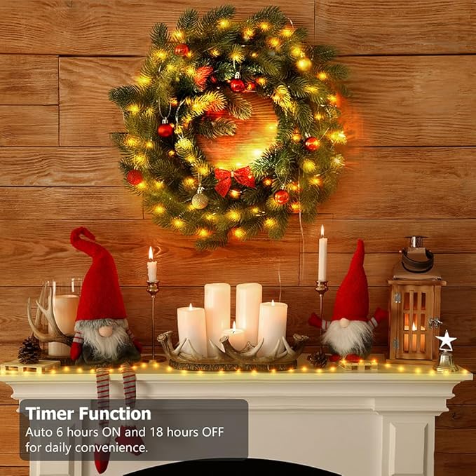 Battery Operated String Lights (2 Pack), 33ft 100 LED Fairy String Lights Battery Powered w/Remote & Timer for Indoor Outdoor Christmas Trees Wreath Decoration Bedroom Patio - Warm White