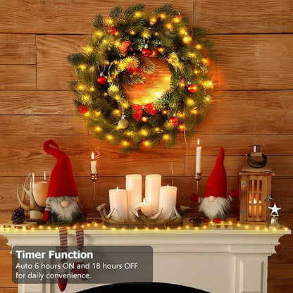 Battery Operated String Lights (2 Pack), 33ft 100 LED Fairy String Lights Battery Powered w/Remote & Timer for Indoor Outdoor Christmas Trees Wreath Decoration Bedroom Patio - Warm White