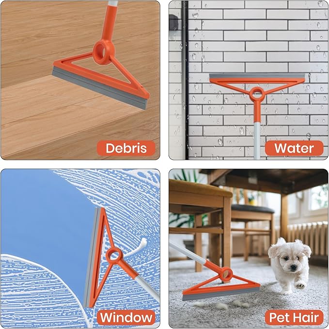 MAVRIZ Air Broom with Removable Rubber Strip and Brush Bristle, Silicone Broom for Indoor Cleaning, Multifunctional Floor Squeegee for Dust, Hair, Liquids