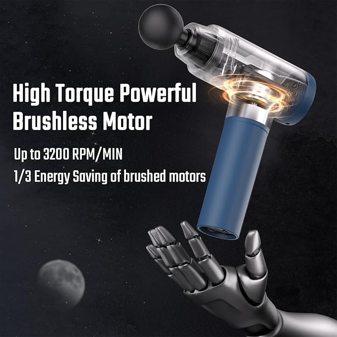 cotsoco Massage Gun Deep Tissue, Muscle Massage Gun Back Massager for Pain Relief, 20 Speeds Handheld Electric Massager Tool with Silent Brushless Motor, Suitable for Gym Office Home Travel, Blue