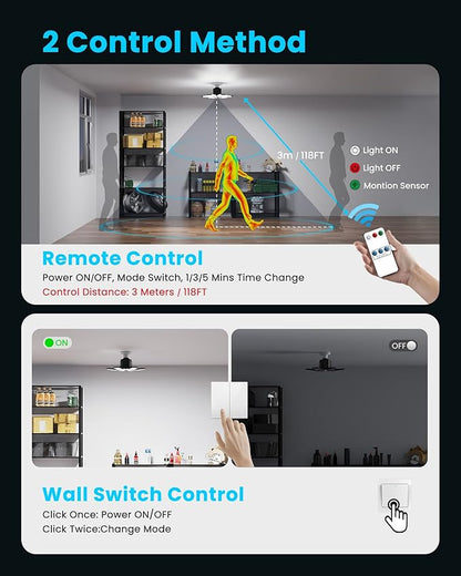 Motion Sensor Garage Light 200W 20000LM, Deformable LED Sensing Shop Lighting with Timer Setting - 6500K Bright Motion Activated Light Bulb for Basement/Workshop/Attic