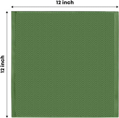 Artoid Mode 100% Cotton Olive Green Waffle Weave Kitchen Dish Cloths, 12x12 Inch Ultra Soft Absorbent Quick Drying Kitchen Dish Towels Set of 6