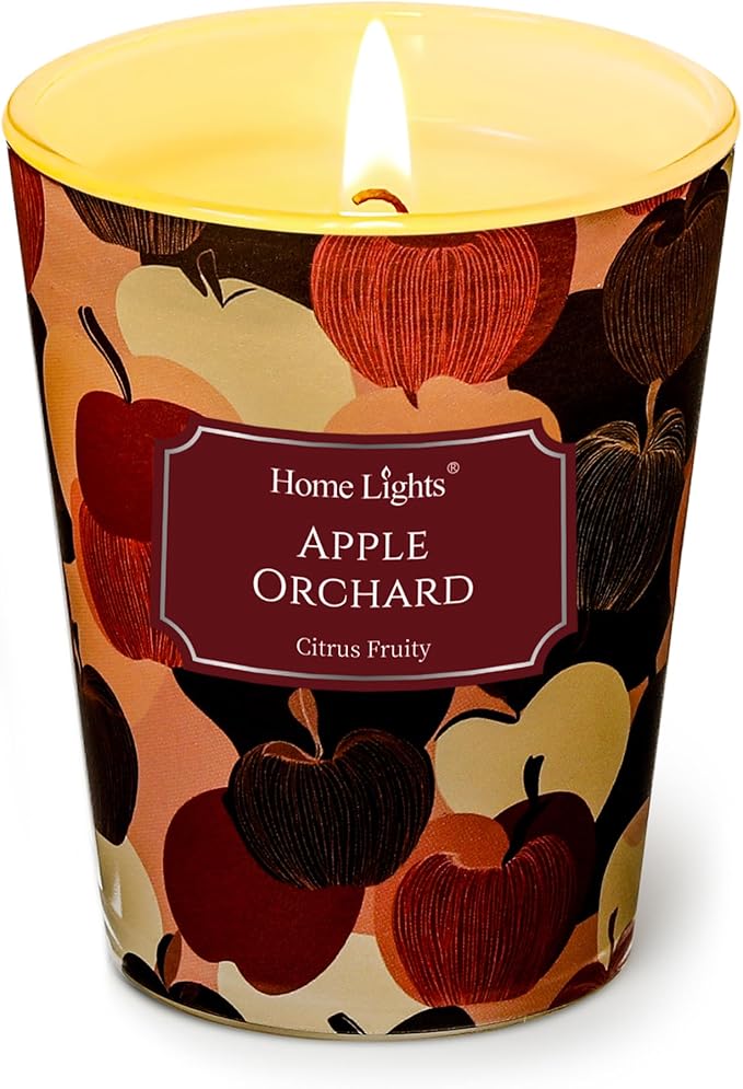 HomeLights Soy Wax Candles for Home Scented, 1-Wick Candles in Apple Orchard Scented, Aromatherapy Candles Gift for Parties, Relaxing, Eclectic Mixed Styles, 6.7oz
