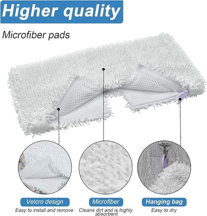 3 Pack Steam Pocket Mop Replacement Pads for Shark S3501 S3601 S3550 S3901 S3801 S2901 S2902 S3501S S3601C SE450 S3901D S3455K,Microfiber Steam Mop Pad Replacement,Reusable Mop Pads for Floor Cleaning