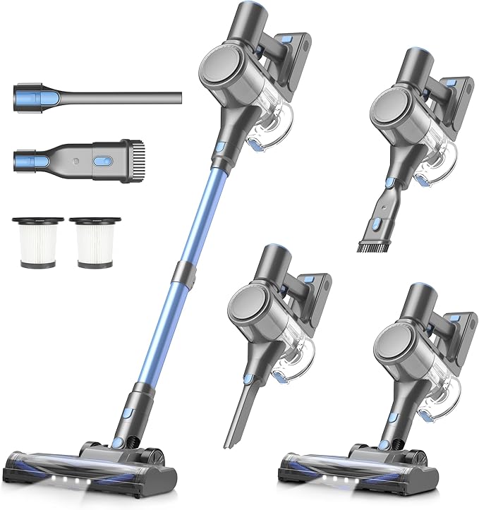 Zefiro Cordless Vacuum Cleaner for Home,450W /40Kpa Stick Vacuum with 50Mins Working Time, Anti-Tangle 1.5L Dust Cup, Rechargeable Wireless Handheld Vacuum for Pet Hair/Carpet/Floor,C10