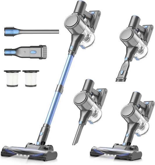 Zefiro Cordless Vacuum Cleaner for Home,450W /40Kpa Stick Vacuum with 50Mins Working Time, Anti-Tangle 1.5L Dust Cup, Rechargeable Wireless Handheld Vacuum for Pet Hair/Carpet/Floor,C10